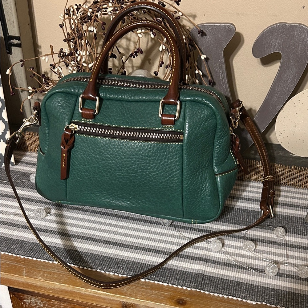 Dooney & Bourke Green Satchel with Brown Accents - Picture 6 of 11